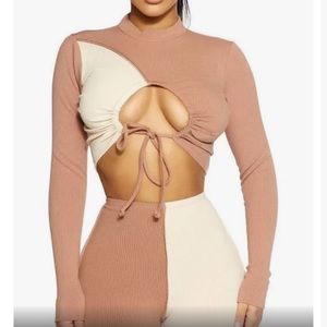 Long sleeve multicolor crop top